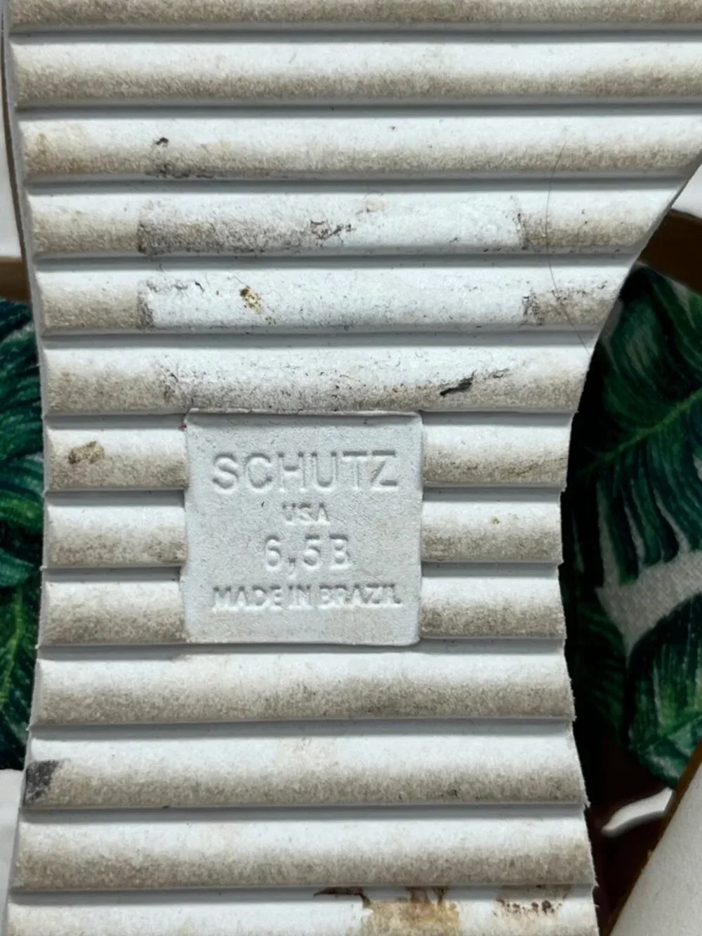 SCHUTZ Palm Leaf Tropical‎ Platform Slingback Wedge Sandals Size 6.5
